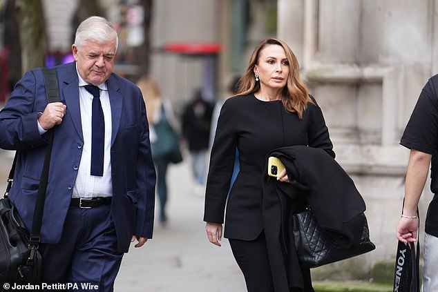 Lawyers for Ms Karipidis (pictured arriving at the Royal Courts of Justice) told the hearing in London that the case should be dismissed as an English court 'is not clearly the most appropriate place' for the claim, which 'lacks merit'