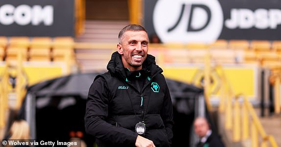 WOLVERHAMPTON, ENGLAND - OCTOBER 28: Gary O'Neil, head coach of Wolverhampton Wanderers walks out during a Wolverhampton Wanderers Halloween Open Training Session at Molineux on October 28, 2024 in Wolverhampton, England. (Photo by Jack Thomas - WWFC/Wolves via Getty Images)