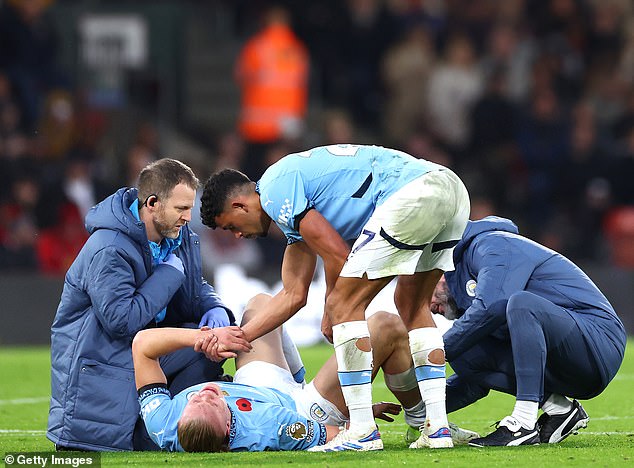 There were worrying scenes for City's injury-stricken squad when Haaland went down injured