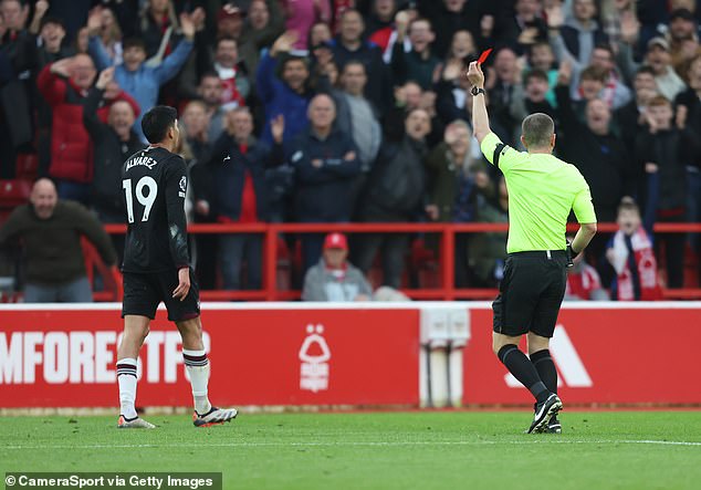 West Ham were reduced to 10 men just before half-time when Edson Alvarez was sent off