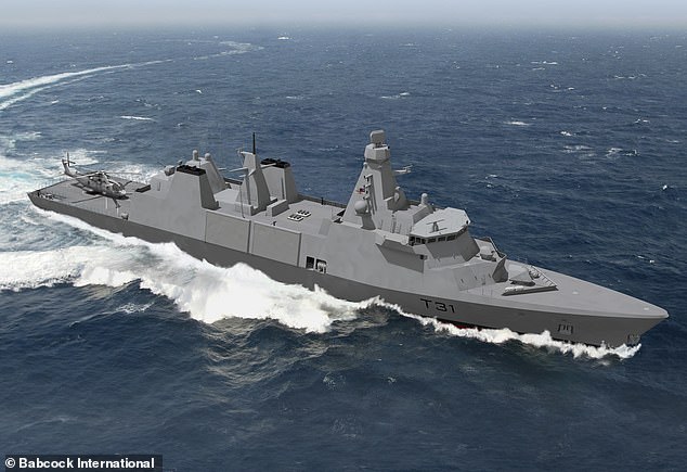 Labour ministers aren't famed for their defence spending, but Ms Reeves said on Wednesday she would provide the Ministry of Defence with an extra £2.9 billion next year - which is good news for Britain's Babcock International. Pictured is a render of its Type 31 frigate