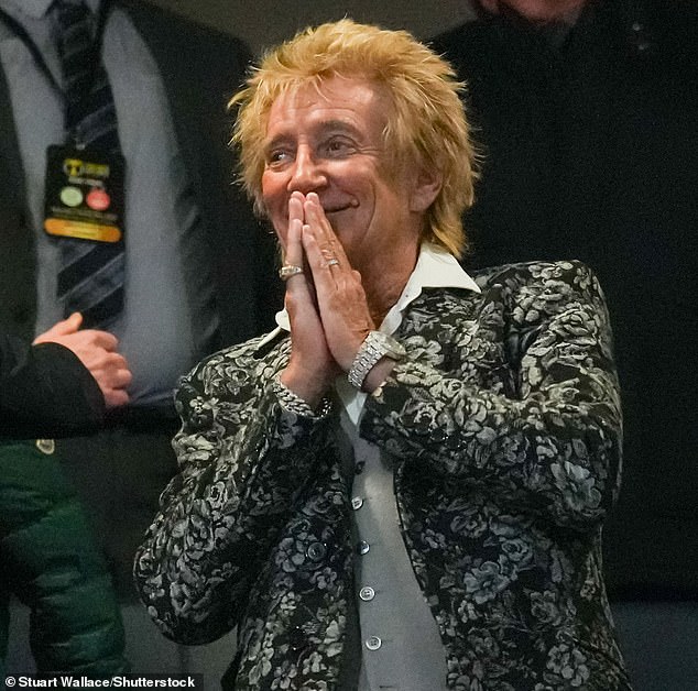 Music icon Sir Rod Stewart was spotted at the Scottish League Cup Semi-Final on Saturday