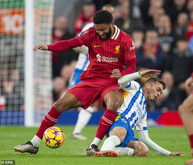 Slot also praised Joe Gomez, who came on after Ibrahima Konate went off injured at half-time