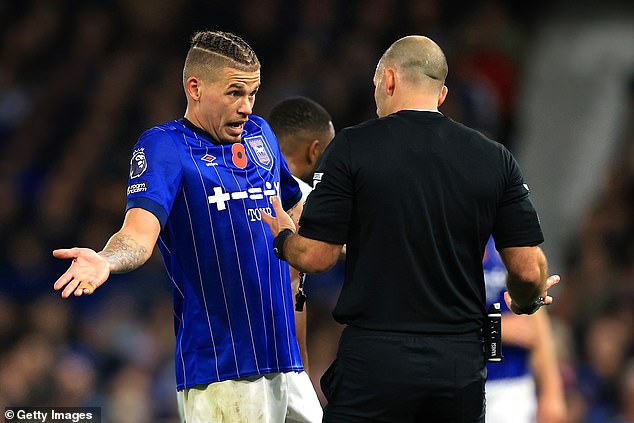 Kalvin Phillips was shown a red card during Ipswich's 1-1 draw with Leicester on Saturday