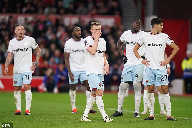 The Hammers sit 14th in the Premier League having lost five out of 10 matches this season