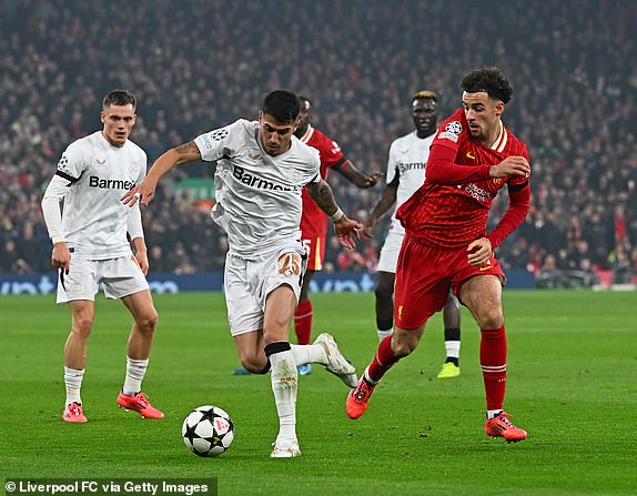 LIVERPOOL, ENGLAND - NOVEMBER 05: (THE SUN OUT, THE SUN ON SUNDAY OUT)  Curtis Jones of Liverpool during the UEFA Champions League 2024/25 League Phase MD4 match between Liverpool FC and Bayer 04 Leverkusen at Anfield on November 05, 2024 in Liverpool, England. (Photo by John Powell/Liverpool FC via Getty Images)