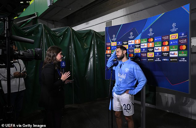 The Portuguese midfielder was interviewed immediately after City were thumped in Lisbon