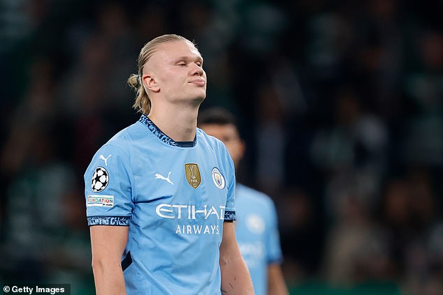 Erling Haaland's woes in front of goal continued in Manchester City's shock 4-1 defeat against Sporting CP