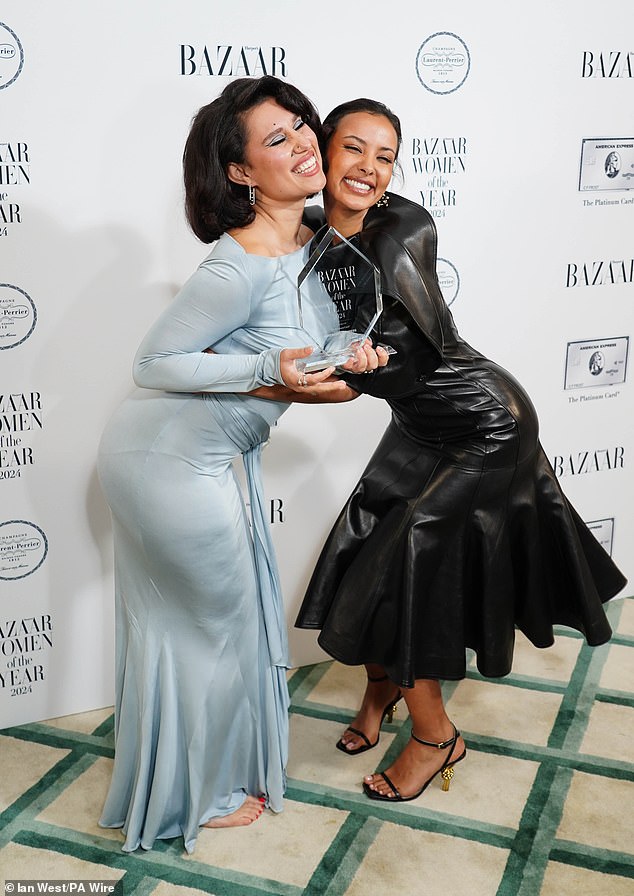 Raye was awarded the Musician gong at the bash and appeared delighted as she posed with Maya Jama