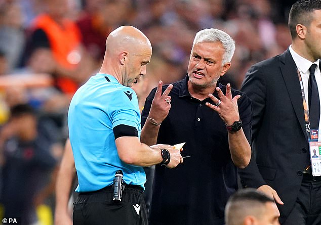 At the 2023 Europa League final there were ugly scenes between then-Roma boss Mourinho and Anthony Taylor