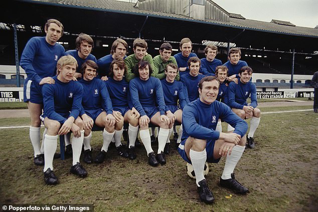 The following season he tasted FA Cup glory, with Leeds beaten 2-1 after extra time in a replay at Old Trafford (pictured: Dempsey, third from top right, before the final against Leeds)