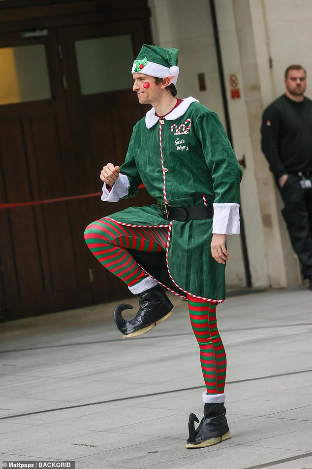 Greg James also got into the festive spirit as he donned an elf costume for his interview