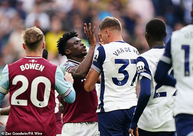 The 24-year-old lost his temper and lashed out at Spurs defender Micky van de Ven