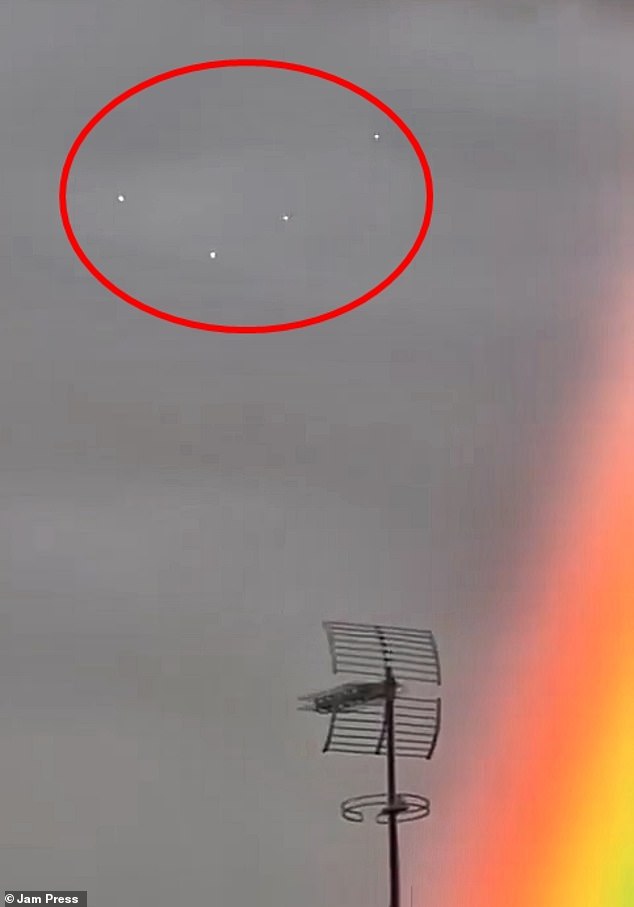 The lights were clearly moving on the video, with the cameraman claiming they were 'UFOs'