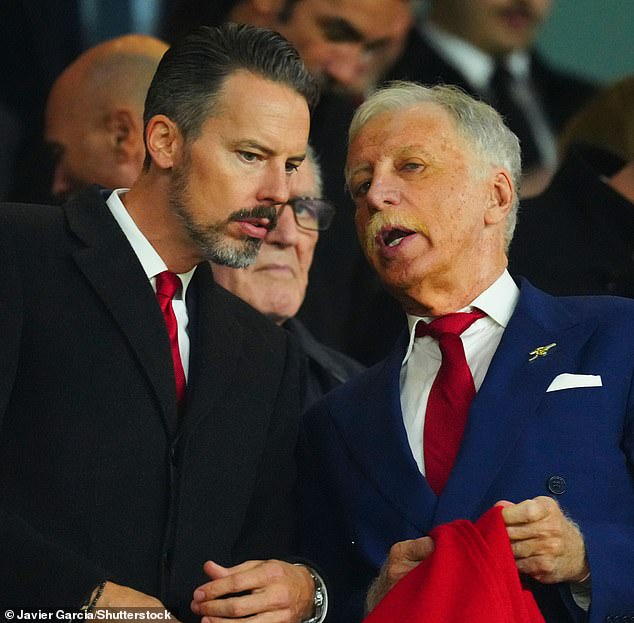 The Arsenal executives are travelling to Los Angeles over the upcoming international break to meet with co-chair Josh Kroenke (pictured left, with his father Stan)