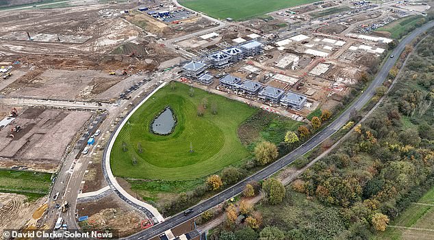 Incredible aerial images show construction taking place at the 6,000-home development