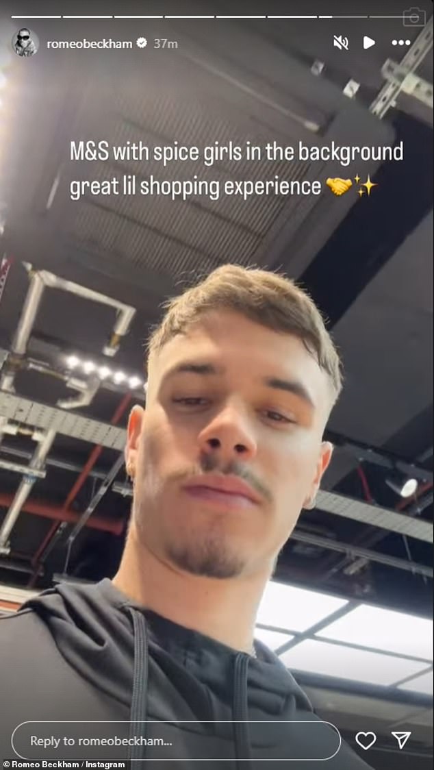 The former footballer also shared a video of himself shopping in M&S while the Spice Girls were playing on the radio