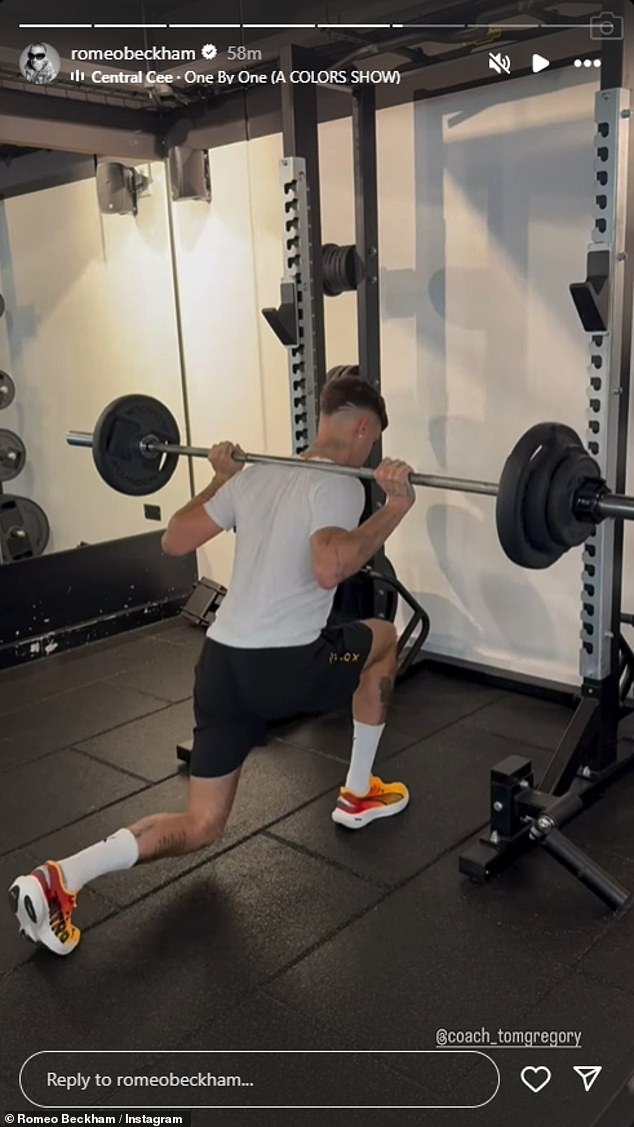 The former footballer also shared a clip of himself in the gym