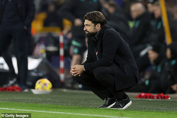 WOLVERHAMPTON, ENGLAND - NOVEMBER 09: Russell Martin manager / head coach  of Southampton  during the Premier League match between Wolverhampton Wanderers FC and Southampton FC at Molineux on November 09, 2024 in Wolverhampton, England. (Photo by Catherine Ivill - AMA/Getty Images)