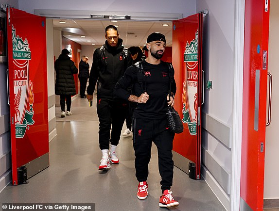 LIVERPOOL, ENGLAND - NOVEMBER 09: (THE SUN OUT, THE SUN ON SUNDAY OUT) Mohamed Salah of Liverpool arriving before the Premier League match between Liverpool FC and Aston Villa FC at Anfield on November 09, 2024 in Liverpool, England. (Photo by Andrew Powell/Liverpool FC via Getty Images)