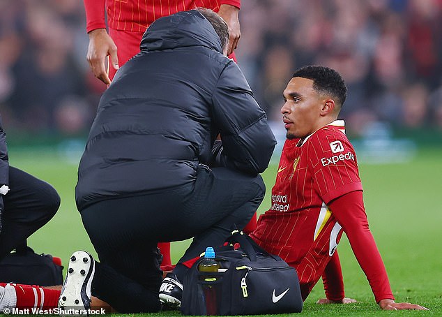 Liverpool's Trent Alexander-Arnold suffered an injury during his side's clash with Aston Villa