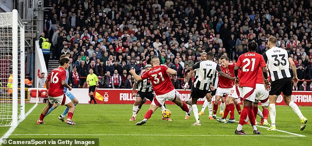 Alexander Isak finished from close-range after Forest failed to defend a corner 54 minutes in