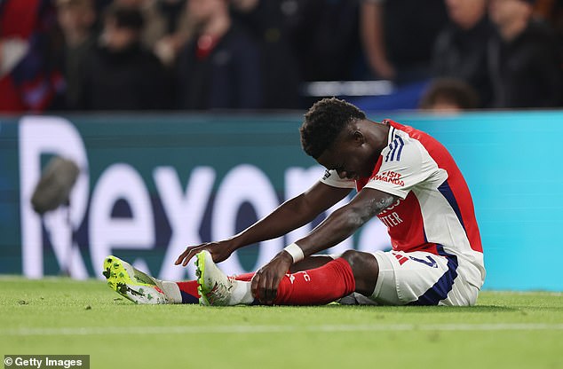 Arsenal's injury crisis looks set to deepen after Bukayo Saka trudged off the pitch