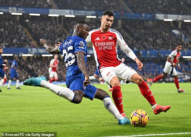 Towards the end Moises Caicedo looked second best as he set off towards the touchline to challenge a breaking Arsenal player but got there with room to spare