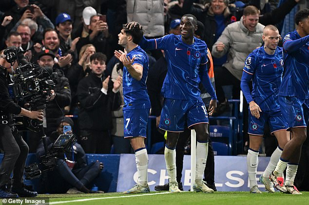 The Frenchman is competing with the likes of Pedro Neto (left), Nicolas Jackson (centre) and Mykhailo Mudryk (right) for a place in the Blues side