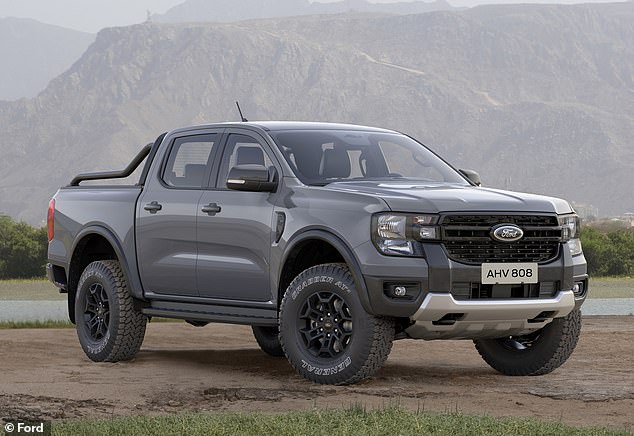 The Ford Ranger double cab with the 2.0-litre turbodiesel 'EcoBlue' engine in Tremor (pictured) and Wildtrak X trims will both get hit with the first-year VED hike in 2025