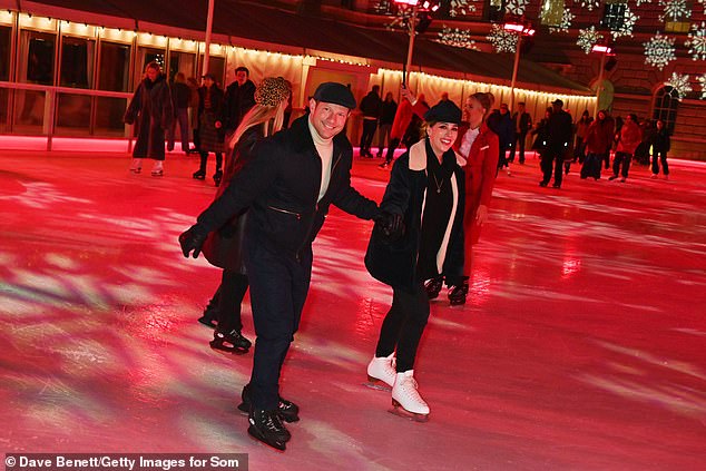 The This Morning star, 51, and partner Dee, 45, looked loved-up as they skated around the ice rink hand-in-hand