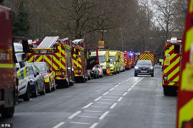 A major incident was declared after smoke and orange flames broke out in the £5million atrium of the London Oratory School