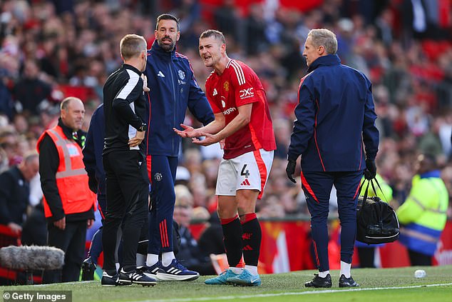 Man United's coaching team had protested Matthijs de Ligt being forced to leave the field for treatment against Brentford, with the Bees scoring from a subsequent corner