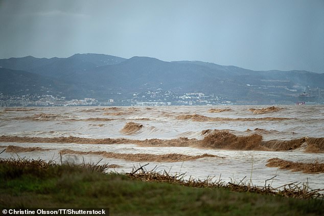 Windy and rainy weather in Malaga in Malaga, Spain November 13