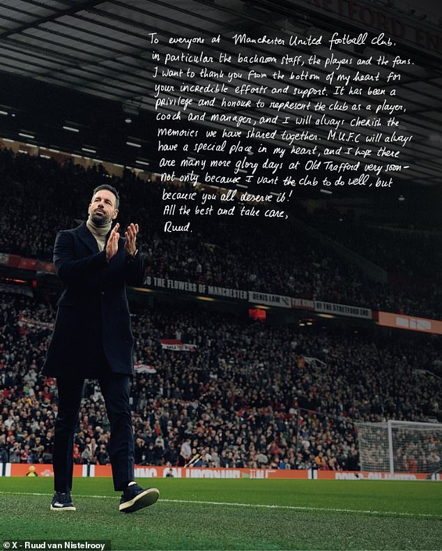 Van Nistelrooy shared the heartfelt statement on X as he gets set for his next move in the game