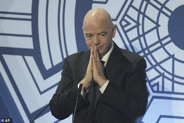 FIFA President Gianni Infantino has bizarrely had his own name engraved onto the newly-unveiled Club World Cup trophy twice