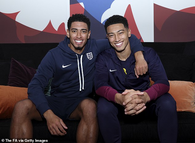 Bellingham Jnr (right) with his older brother Jude (left) as the pair posed at St George's Park earlier in the week