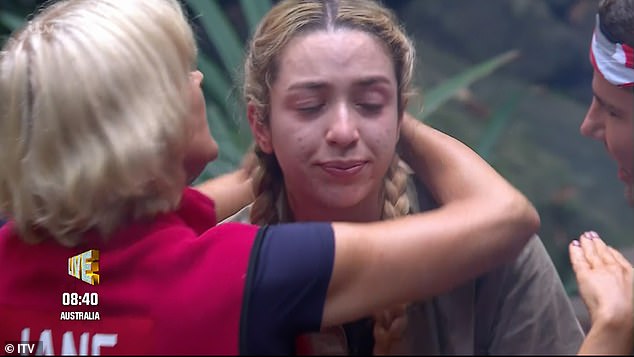 GK Barry broke down in tears after she was voted by the public to do the Vile Volcano Bushtucker Trial on Sunday's launch episode of I'm A Celebrity