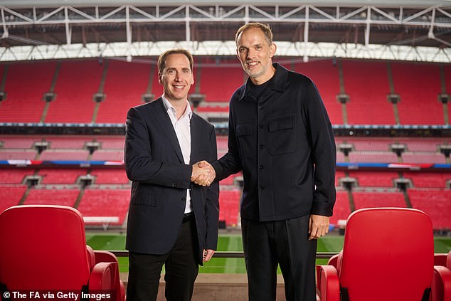 The FA's chief executive officer Mark Bullingham pictured alongside Tuchel last month