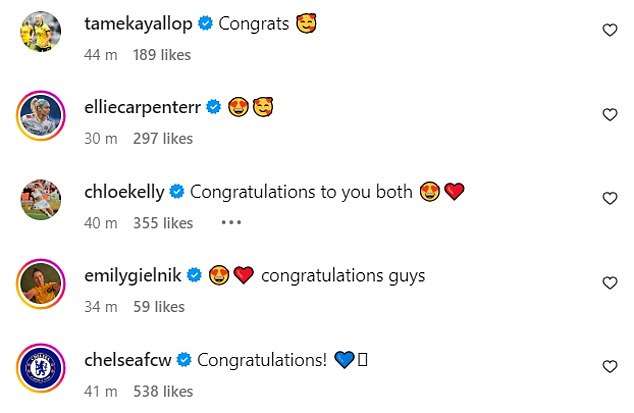 Despite the nasty comments, the WSL stars received congratulatory messages from several stars from the world of sport