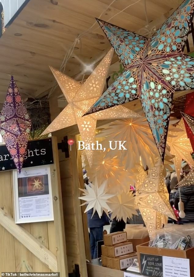 Pictured: The £15 paper lanterns on sale at Bath Christmas Market, which has been criticised for being 'overpriced' and 'overcrowded'