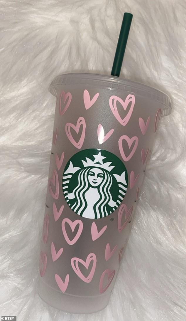 Pictured: an almost identical Starbucks cup design can be purchased on Etsy for as little as £9.99