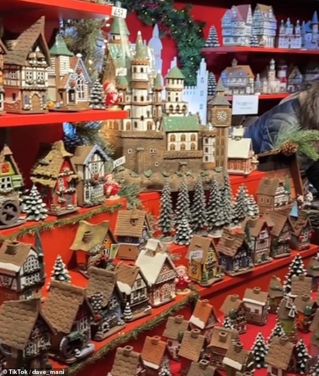 TikToker Dave Mani showcased how Edinburgh Christmas market also has a stall selling chalet ornaments of varying sizes