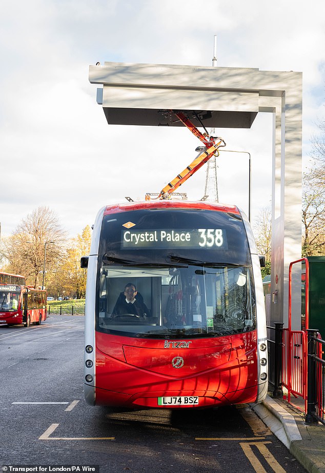 The pantographs are arm-like structures which attach to a bus roof and provide high-powered charging in as little as six minutes