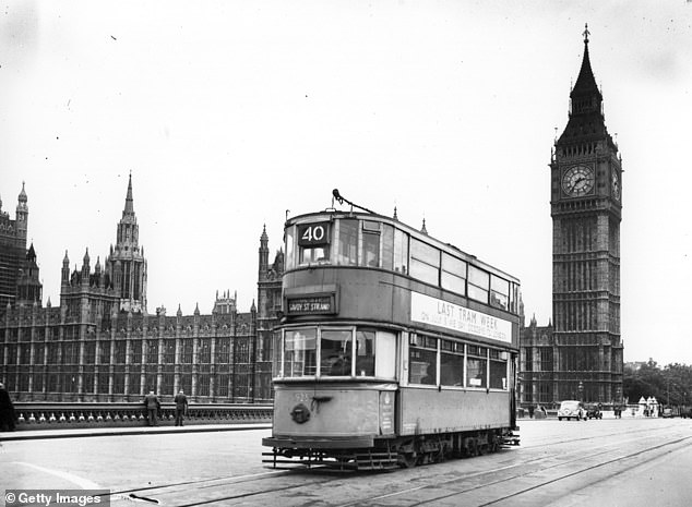 Although they may look similar - the new vehicles come complete with USB chargers and are a far cry from the trams that used to trundle across London. Pictured: One in 1952