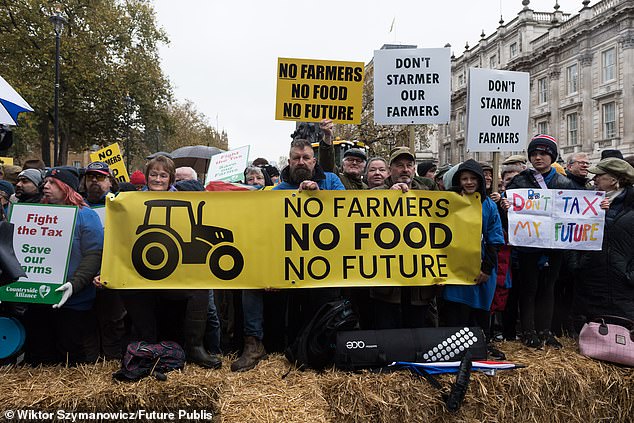 Landed in it: Farmers took to the streets of London this week to protest against the Budget move to put inheritance tax on family farms