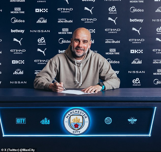 Pep Guardiola has agreed a two-year contract extension at Manchester City until 2027