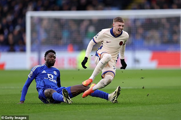 Leicester midfielder Wilfred Ndidi only received a yellow card for his challenge on Cole Palmer