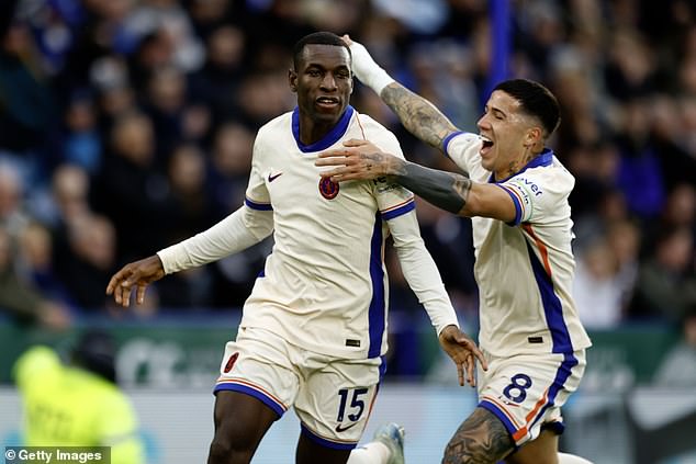 Nicolas Jackson (left) opened the scoring before Enzo Fernandez's (right) second-half header