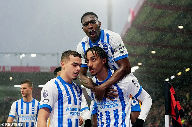 Joao Pedro (centre) had opened the scoring after only four minutes on a wet day at the Vitality